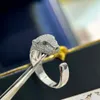 Top Luxury Band anneaux S925 Sterling Silver Panther Leopard Head Crystal Full Crystal Anneau pour femmes bijoux avec boîte