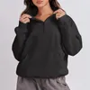 Women's Hoodies Half Zip Sweatshirt Quarter Solid Color Cropped Pullover Fall Clothing