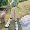 Женские носки в корейском японском стиле с рисунком зеленого цветка Harajuku, милые кавайные дышащие повседневные короткие хлопковые носки средней длины