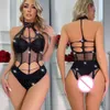 2023 Nieuwe dames ondergoed Erotisch gaas hol uit doorzoeken panty lingerie kostuum dames sexy uit één stuk diamant bodysuit sexy