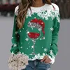 Women's Hoodies Christmas Sweaters Women Xmas Wine Cup Long Sleeve Sweatshirt Cute Reindeer Graphic Year Ladies Pullovers Female Coat