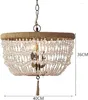 Lustres Ferme Lustre Éclairage 3 Lumières Pays Cristal Perle Corde Corde Vintage Pendentif Lampe Abat-Jour Fer Métal Rétro