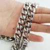 Gloednieuw voor vakantiecadeau Hoge kwaliteit zilver 316L roestvrij staal Mode curb ketting Cool mannen Bling 13 mm 20'243e