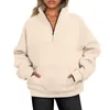 Women's Hoodies Half Zip Sweatshirt Quarter Solid Color Cropped Pullover Fall Clothing