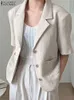 Abiti da donna Blazer ZANZEA Manica corta Blazer casual Cappotti Donna Moda coreana Office Lady Blazer leggero Tasche semplici Giacche eleganti 231211