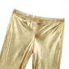 Men's Pants Adult Mens Stage Performance Trousers Shiny Metallic Disco With Bell Bottom Flared Long Dude Costume