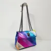 Kurt Geiger Bag Rainbow Women Handväska Jointing Colorful Cross Body Bag Patchwork Clutch276f