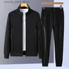 Tracksuits masculinos 2023Spring Plus Size Sports Suit Baseball Collar Cardigan Terno Casual Cor Sólida Costura Homens Conjuntos Los Hombres Conjuntos L-7XL Q231211