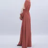 Vestidos casuais moda mislim abayas lanterna manga elástica manguito mulheres vestido dubai comprimento total longo abaya turquia muçulmano islam robe