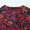 Casual jurken bloemen satijnen jurk dames print lang voor herfst elegante en mooie dames ronde hals vintage