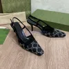 Hakken Geklede schoenen Ontwerpers Sandaal koeienhuid Sexy Veelzijdig Kristal Strass slingbacks 7,5 CM Hoge Hak Sandalen Elegante Kat hak Dames 35-42