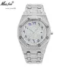 Moissanite relógio marca hip hop high end cheio de diamantes calendário à prova dwaterproof água relógio masculino pode passar no teste