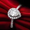 3Ct Peervorm Synthetische Diamanten Trouwring voor Vrouwen Echt 925 Sterling Zilveren Sieraden Wit Vergulde Belofte Ring voor Her2735