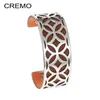 Bangle Cremo Stars Bangles Stainless Steel Bracelet Argent Bijoux Femme Arm Hand Cuffs Geometry 25mm Reversible Leather Stripe1289R