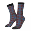 Herrstrumpor kompression grå burgundy blå vintage harajuku lapptäckmönster hip hop nyhet casual crew crazy sock