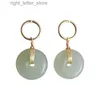 Stud Pure Natural Jade Jewelry 14k Yellow Gold Drop Earring for Women Arets de Mujer Emerald Gemstone 14 K Gold Color Earring Women YQ231211