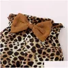 Rompers 3st Born Clothes Baby Girl Sets spädbarnsdräkt Ruffles Romper Top Bow Leopard Pants Toddler Clothing G1221 Drop Delivery Kid Otixu