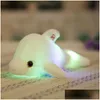 Fyllda plyschdjur Colorf Dolphin Doll Toy Luminous Flashing Cushion Kudde med LED -ljusfestfödelsedag Christmas Gift Q0727 OTNQP