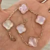 Designer Armband White Red Blue Pink Agate Shell Mor-of-Pearl Charm Armband 18K Gold Plated Luxury Wedding Women's Fashion Jewelry Classic 4/ Four-Leaf Clover