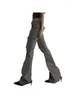 Pantaloni da donna 2024 Vintage Grigio Cargo Grandi Tasche Cucite A Vita Bassa Donna Casual Y2k Grunge Pantaloni Donna Streetwear Capris