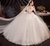 Sweetheart Cap-sleeve Tulle Ball Gown Wedding Dresses Beach Floor-length Bride Gown