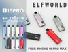 Original Factory Wholesale Elf World Cigarette électronique 600mAh Batterie rechargeable 0% 2% 3% 5% Sel de nicotine Elfworld I15 PRO 12000 Puffs 15000 Puffs Vape Bar