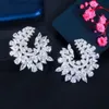 Stud Cwwzircons Delicate Cubic Zircon Luxury Geometry Flower Big Wedding Earring for Women Engagement Party Bridal Jewelry Gift CZ881 YQ231211