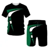 Herren -Tracksuits Casual Stripe Anzug 3D Printed Mens Gymnastik 2 Stück übergroße Sportbekleidung Mann Kurzärmelte Tee Beach Shorts Outfits anpassbar