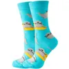 Chaussettes en coton pour femmes, automne et hiver, Couple, Animal, Tube moyen, nourriture, personnalisées, tendance