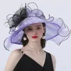 Hüte mit breiter Krempe, eleganter Bowler-Hut für Mädchen und Frauen, Fascinator, Fischer, mit großer Schleife, für den Sommer im Freien