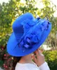 Mode Dames Mesh Kentucky Derby Kerkhoed Met Bloemen Zomer Brede Rand Cap Bruiloft Hoeden Strand Zonbescherming Caps LJ201103604007