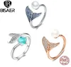 BISAER 100 925 STERLING SLATER RING FEMANHA MERMAID TAIL AJUSTÁVEL AJUSTÁVEL DO DISTOS PARA MULHERES JOENS DE ENVAIRO DE CASAMENTO S925 GXR286 1106372