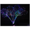 Décoration de fête LED Ballon Transparent Éclairage Lumineux Bobo Ball Ballons avec 80Cm Pole String Noël Noël Mariage Decoratio Dhjbx