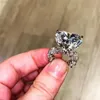 Anillo de lujo con corte de corazón de 8ct Sona cz, anillos de compromiso de Plata de Ley 925 para boda para mujeres y hombres, joyería de fiesta Vintage 3033