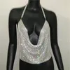 Jupes femmes vêtements d'extérieur sexy métal paillettes strass gilet ultra court épicé fille jarretelle