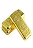 Bullion Shape Cigarettändare kreativ metallslipningshjulsändare Butan Flame Tändare Gold Brick utan GAS2163901