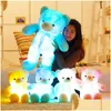 Animaux en peluche en peluche 1/6 lumineux 30/50 / 80 cm Creative Light Up LED Colorf Glowing Teddy Bear Animal Jouet Cadeau de Noël pour enfant Q0 Otl3X