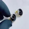 2022 Высококачественные очаровательные маленькие серьги-гвоздики круглой формы с черной эмалью из 18-каратного золота для женщин, свадебные украшения, подарок ha2930