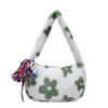 Tieners fleece handtassen grote meisjes bloemen houden van hart bedrukte alar one-shoulder tas oude kinderen bedrukte zijden bogen handtas z5936