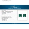 Stud JewelryPalace Square Simulated Nano Green Emerald 925 Sterling Silver Stud Earrings for Women Fashion Gemstone Princess Earrings YQ231211