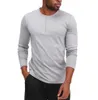 Lu Men Yoga Outfit Sports Långärmad T-shirt Mens Sport Style Collar Button Shirt Training Fitness Clothes Elastic Quick Dry Wear LL1858