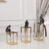 Decoratieve Beeldjes Moderne Abstracte Menselijke Sculptuur Hars Metalen Rek Denken Handwerk Meubels Gouden Woondecoratie Accessoires