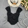 Women's Tanks Women Sweet Pink Lace Solid Tie Flowers Camisole Summer Sexy Irregularity Floral Crop Tops Spicy Girl Fairy Fold Lacing