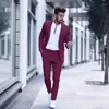 Ternos masculinos elegantes terno roxo azul um botão vestido de casamento banquete casual negócios formal fino ajuste blazer calça masculina 2 peça conjunto