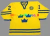 Vintage 2002 Team Sverige Hockey Jerseys 30 Henrik Lundqvist 13 Mats Sundin 21 Peter Forsberg 11 Daniel Alfredsson 22 Henrik Sedin Nicklas Lidstrom Anpassad storlek S-4XL