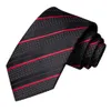 Neck Ties Black Red Striped Silk Wedding Tie For Men Handky Cufflink Gift Men Necktie Fashion Business Party Dropshiping HiTie Designer 231208
