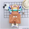 Clothing Sets Summer Born Baby Boys Clothes For 1 Year Birthday Boy Outfit T-Shirts Strap Shorts Suits Babies Cloth G1023 Drop Deliv Otu7B