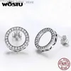 WOSTU 925 en argent Sterling conception Simple rond cercle boucles d'oreilles pour les femmes paillettes CZ mariage fiançailles bijoux en argent CQE417 YQ231211