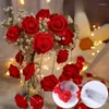 Strings 1pc LED Pink Rose Flower String Lights For Wedding Home Party Birthday Festival Christmas Decorations Garland