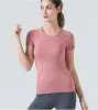 Lu Lu Lemons T-shirt Yoga Donna Alta elasticità Traspirante Corsa Manica corta Sport-Ciclismo Abbigliamento da palestra Jogging Abbigliamento fitness Abbigliamento sportivo